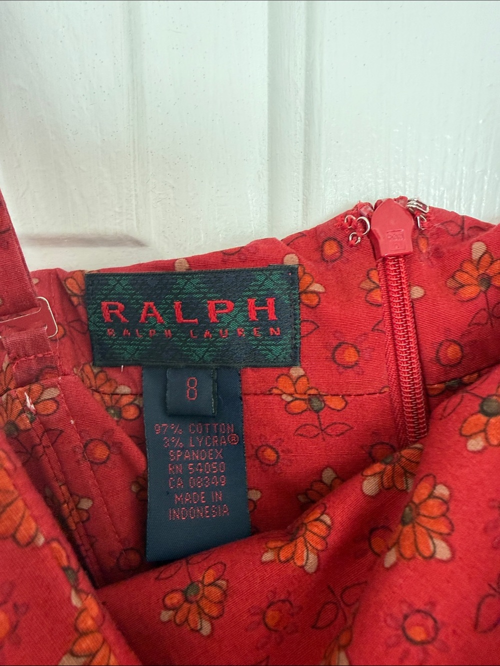 Vintage Ralph Lauren Red Spaghetti-Strap Midi Dress with removable straps - Picture 5 of 10